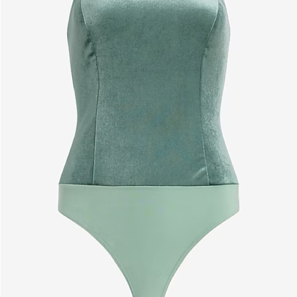 Express Mint Green Velvet Strapless Bodysuit